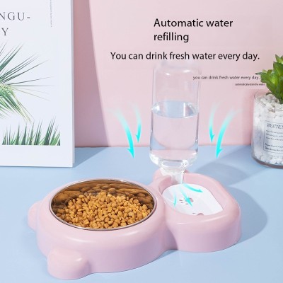 Personalized Raised Pet Bowl Cat Feeder Dog Bowl With Water Bottle 02