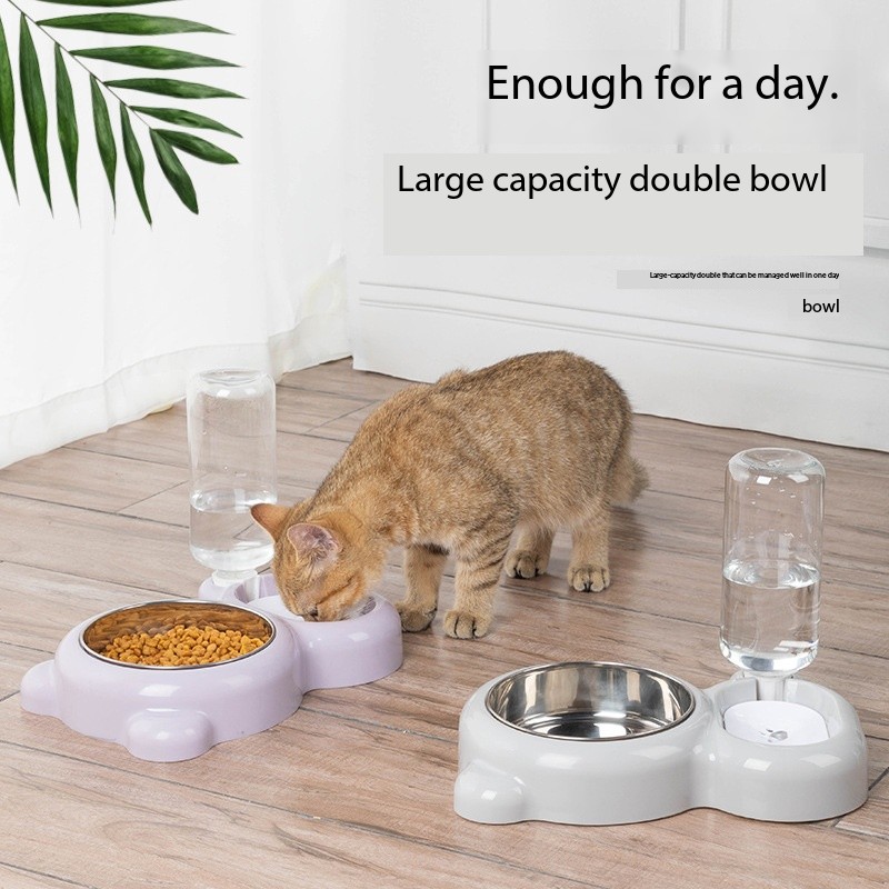 Personalized Raised Pet Bowl Cat Feeder Dog Bowl With Water Bottle
