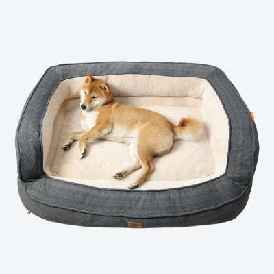 Simple High Side Oversized Plush Washable Dog Sofa 01