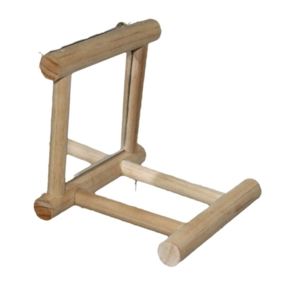 White Large Antique Wooden Bird Mirror for Parrot Cockatiels Parakeets 01