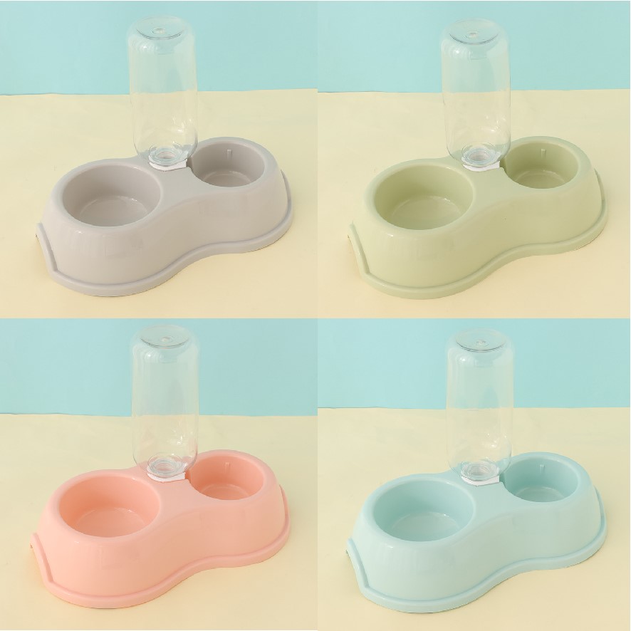 Dog Feeder Bowl No Spill With Water Bottle for Cat, Dog, Small Pet