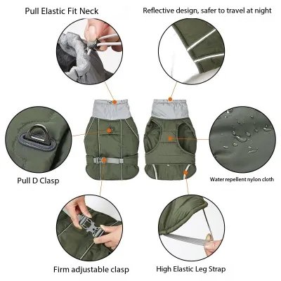 Thickened Warm Cotton Coat in Winter, Neck Gaiter Can Be Hung with A Traction Rope 02