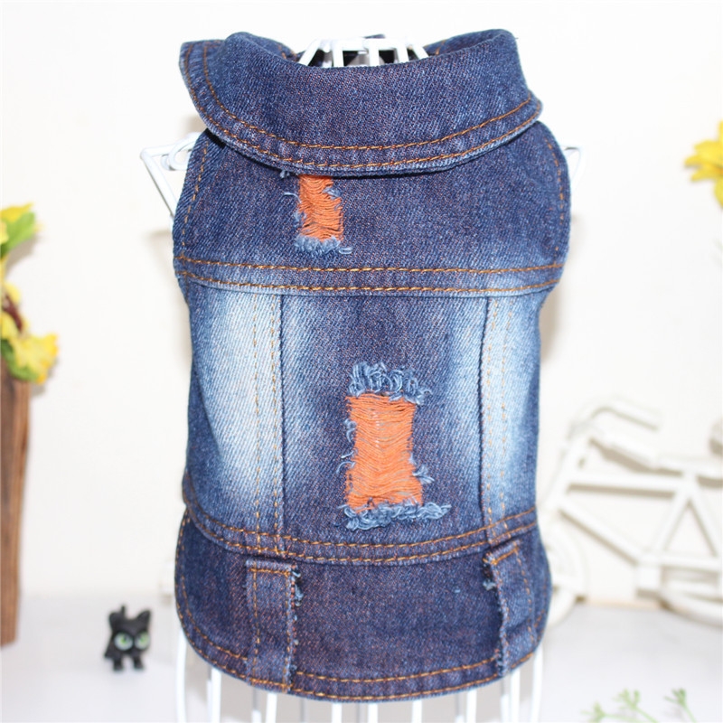 Vintage Washed Classic Blue and Black Small Dog Denim Jacket