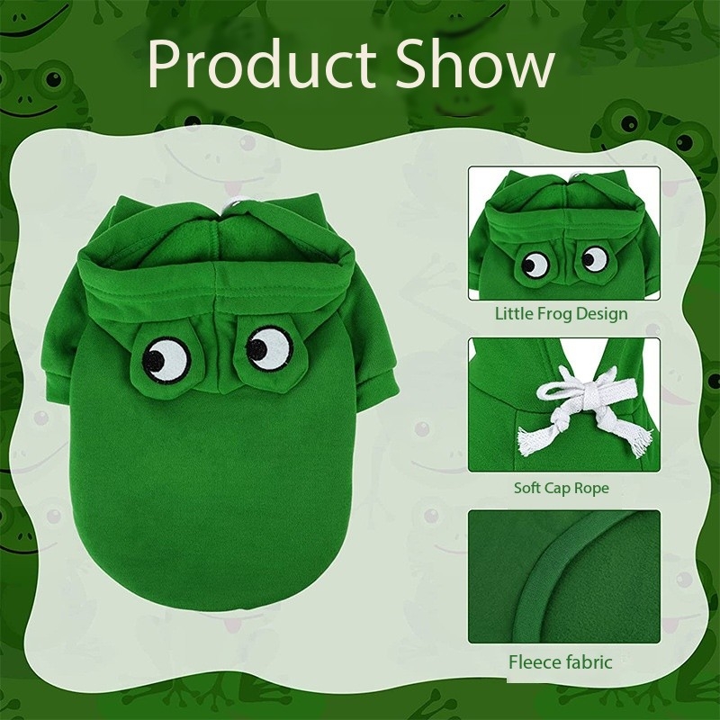 Frog-Shaped Dog Warm Hooded Sweatshirt Suitable for Autumn and Winter