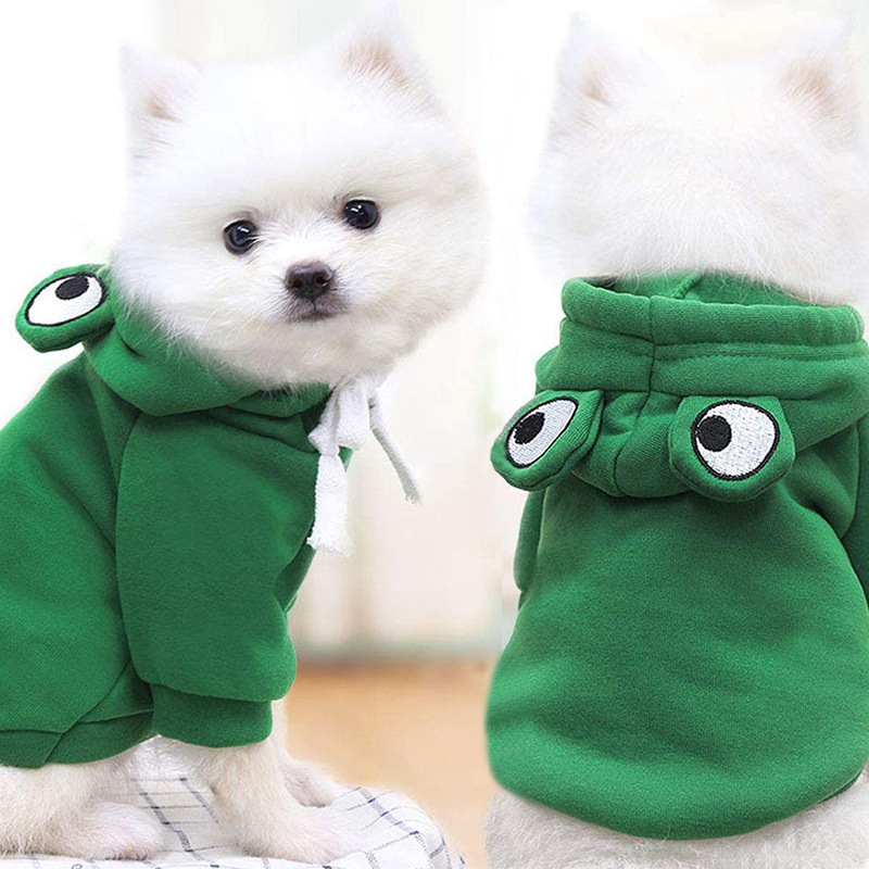 Frog-Shaped Dog Warm Hooded Sweatshirt Suitable for Autumn and Winter