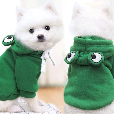 Frog-Shaped Dog Warm Hooded Sweatshirt Suitable for Autumn and Winter 02