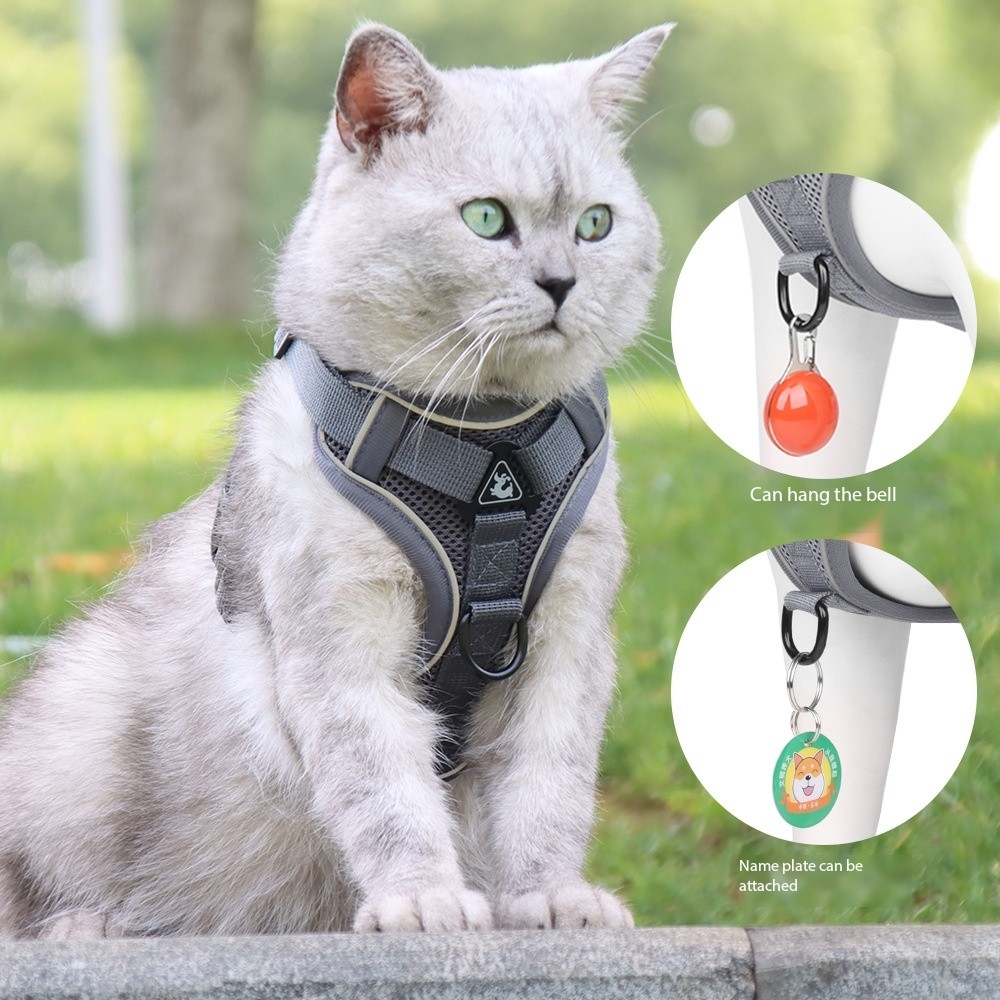 Solid Color Reflective Strip Breathable Pet Carrier with Leash Suitable for Cats and Dogs