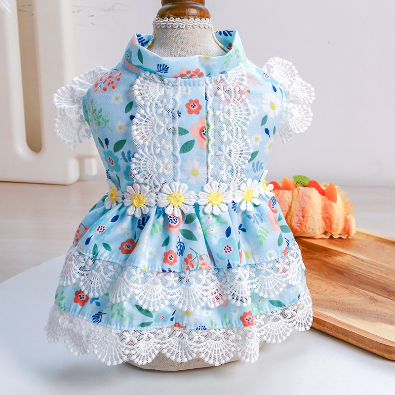 Summer Cute Clothes Floral Lace Princess Dress for Cats and Dogs