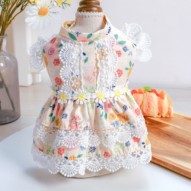 Summer Cute Clothes Floral Lace Princess Dress for Cats and Dogs
