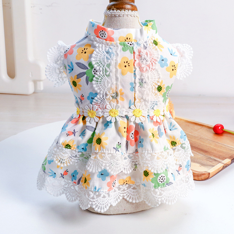 Summer Cute Clothes Floral Lace Princess Dress for Cats and Dogs