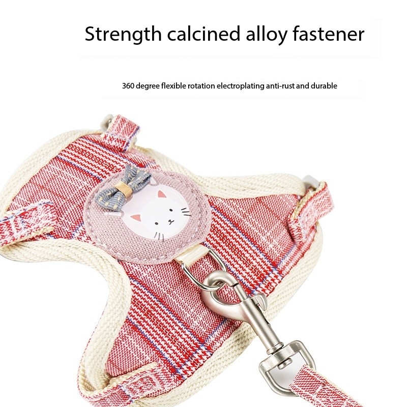 Cute and Sturdy Adjustable Plaid Print Pet Leash for Cats and Puppies