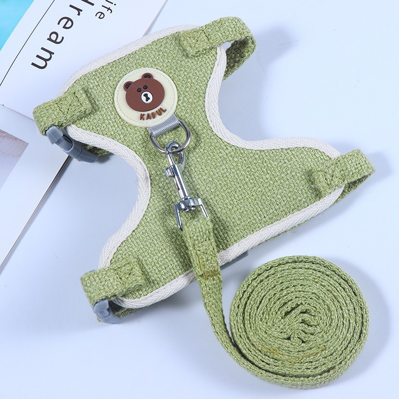Sturdy and Adjustable Harness with Cute Cartoon Bear Print for Small Cats