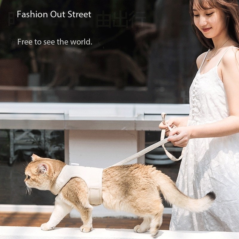 Velcro Tightly Stitched Solid Color Reflective Cat Harness Straps