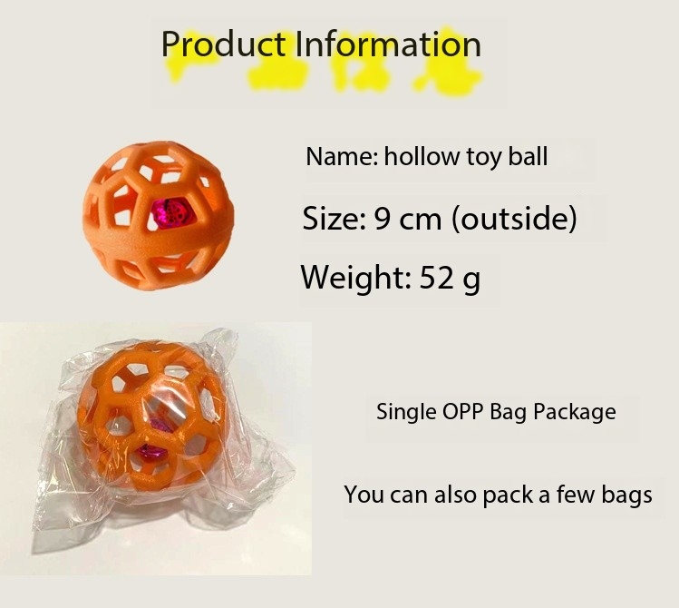 Solid Color TPR Material Cute Mesh Hollow Pet Cat and Dog Toy Ball with Bell