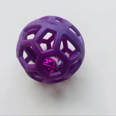 Solid Color TPR Material Cute Mesh Hollow Pet Cat and Dog Toy Ball with Bell 01