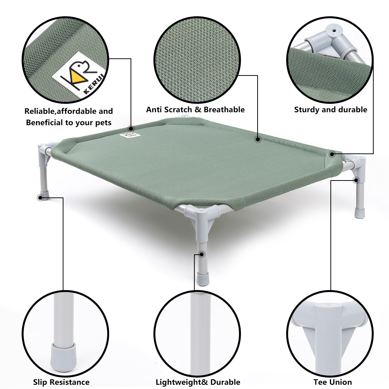 Off-The-Ground Camping Bed Elevated Pet Bed for Medium and Large Dogs