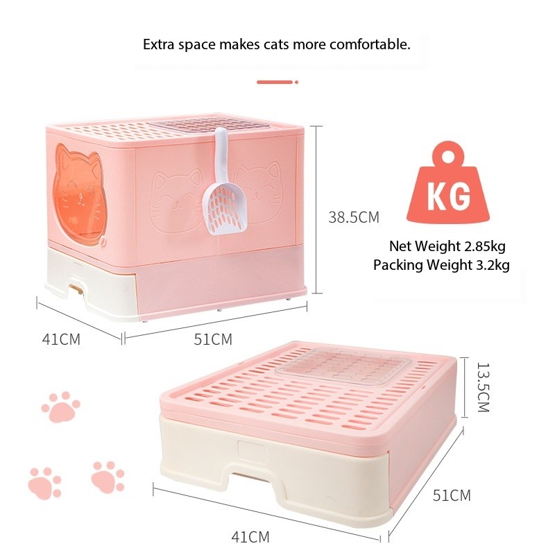 Foldable Large Litter Box With Lid Covered Litter Box