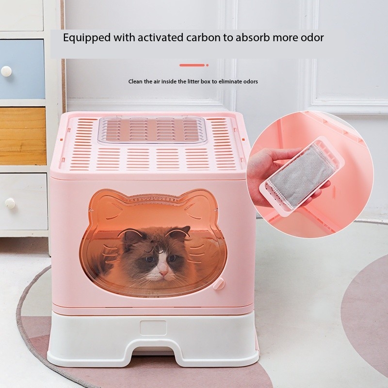 Foldable Large Litter Box With Lid Covered Litter Box