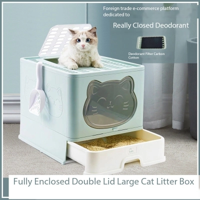 Foldable Large Litter Box With Lid Covered Litter Box 02