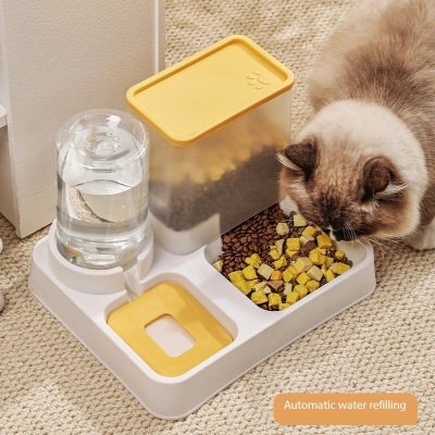 Automatic Cat Feeder And Water dispenser Double Cat Bowl Plastic  02