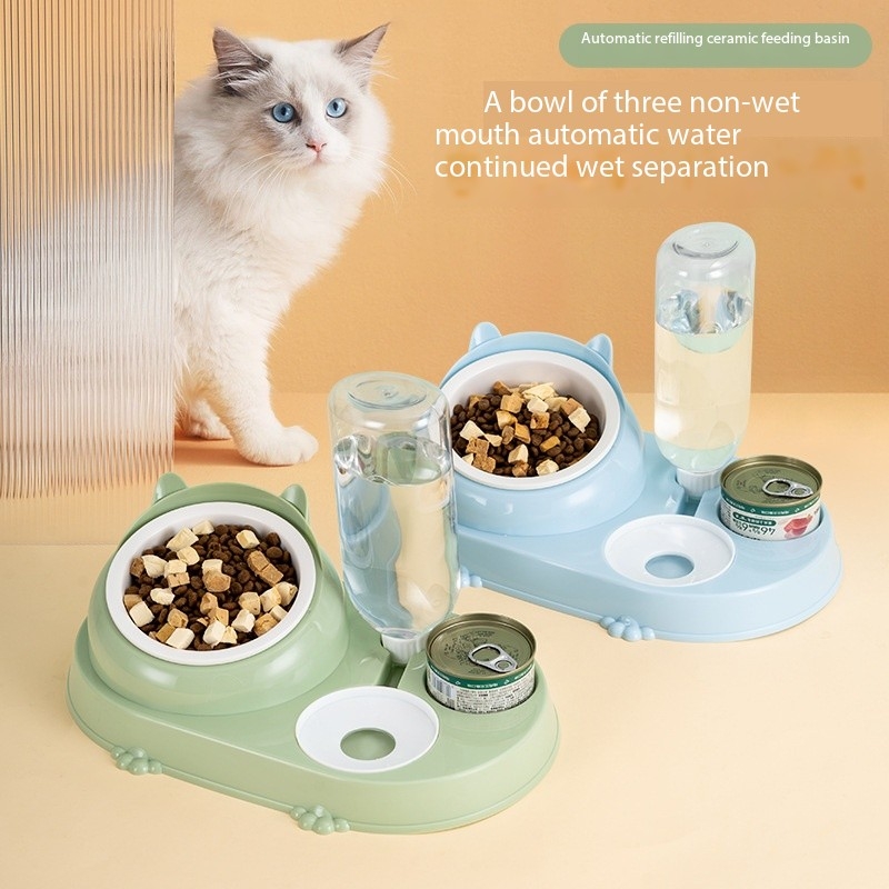Cats Feeding Station Ceramic Cat Bowl Water And Food Dispenser 