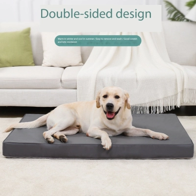 Reversible Dog Mat Anti-Bite Leather All Seasons Removable Flannel Cat Mat 02