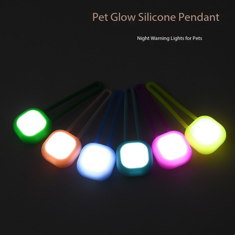 Pet Luminous Pendant Night Light Silicone Tag for Walking Dogs and Cats to Prevent Loss