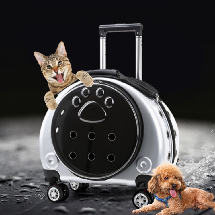 Portable Pet Trolley Case Backpack 2-in-1 Cat and Dog Outing Carrier Roller