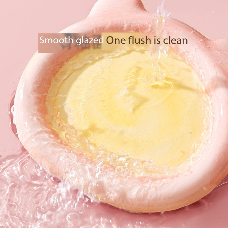 Light Color Hand-Painted Pet Anti-Knock Feeding and Drinking Ceramic Plate