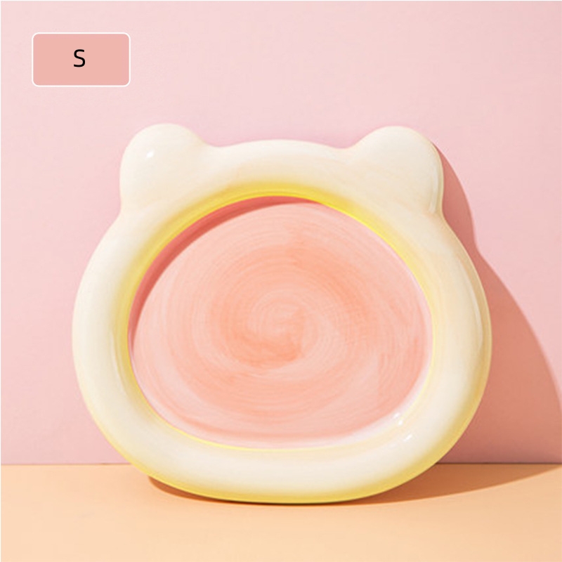 Light Color Hand-Painted Pet Anti-Knock Feeding and Drinking Ceramic Plate