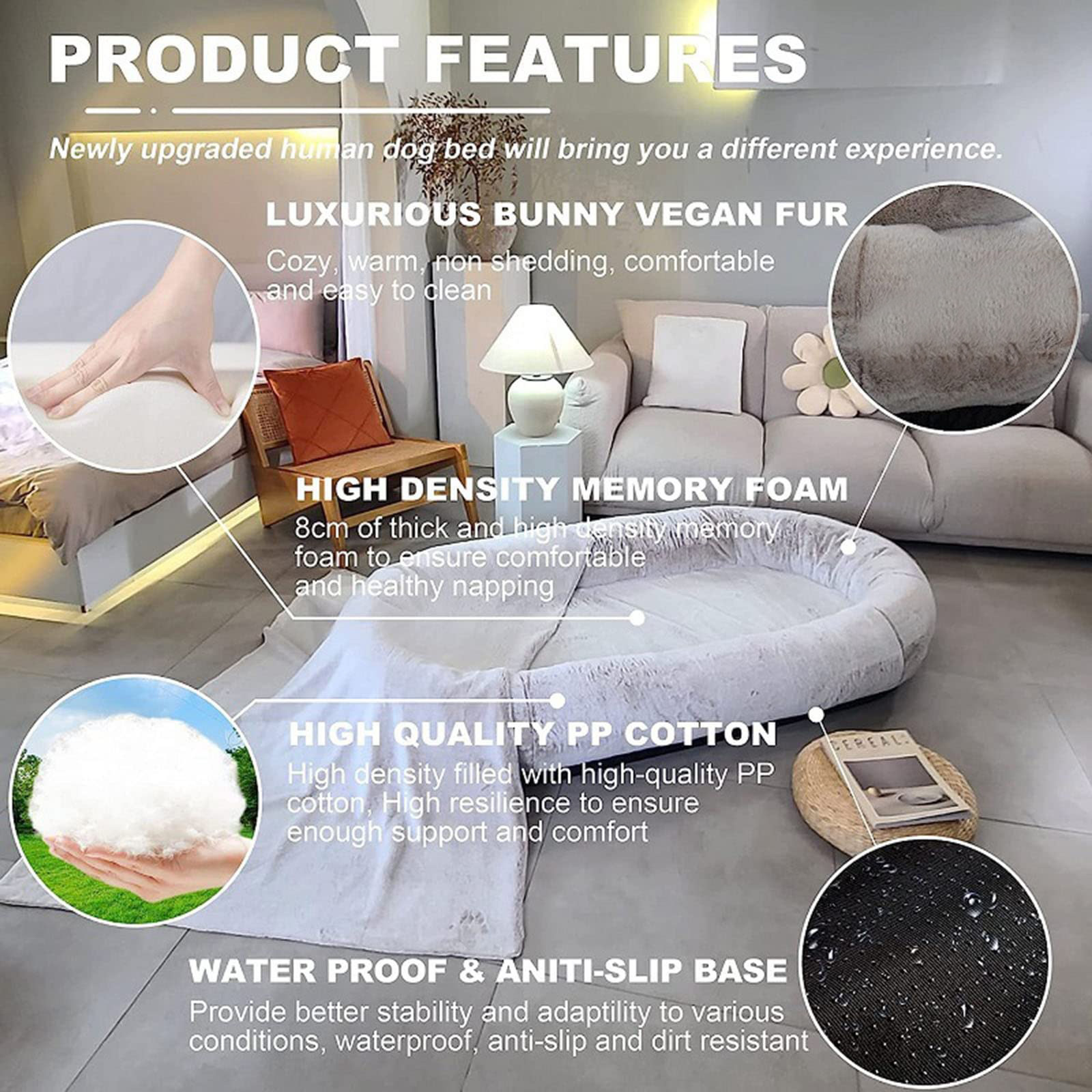 Giant Fur Plufl Human Dog Bed for Humans