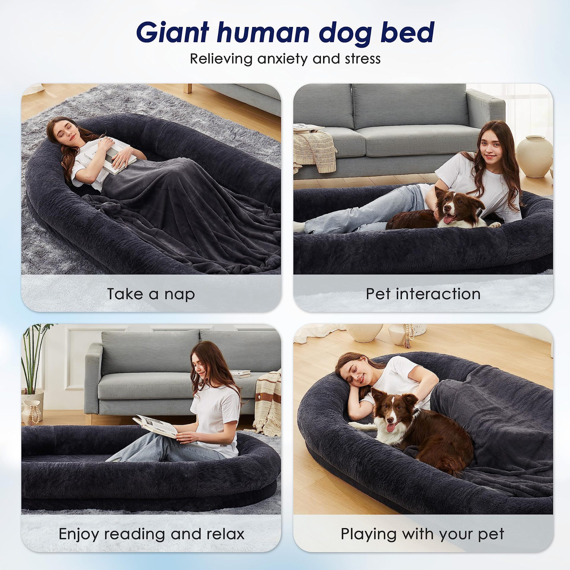 Giant Fur Plufl Human Dog Bed for Humans