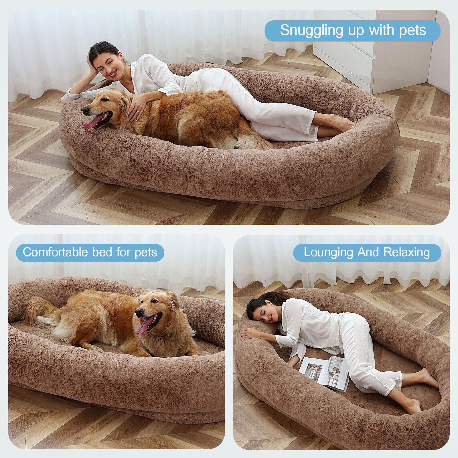Giant Fur Plufl Human Dog Bed for Humans