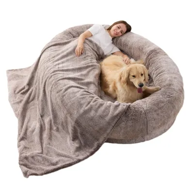 Giant Fur Plufl Human Dog Bed for Humans 01