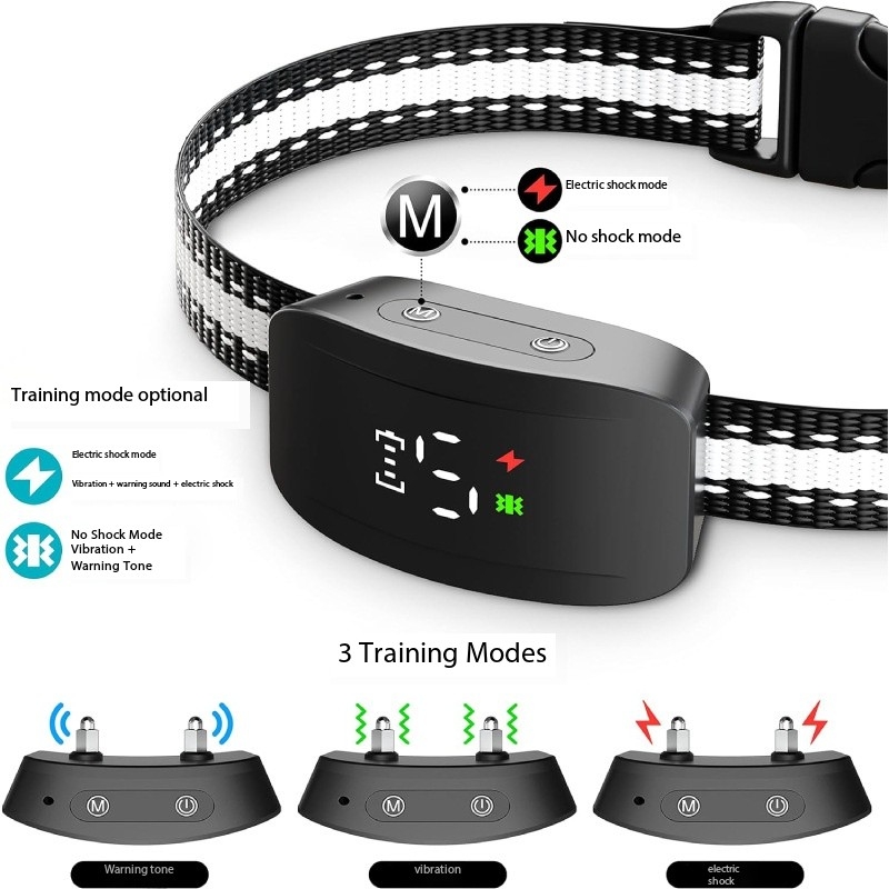 Automatic Intelligent Bark Stopper Anti-Dog Barking Rechargeable Vibration Invisible Fence Dog Collar