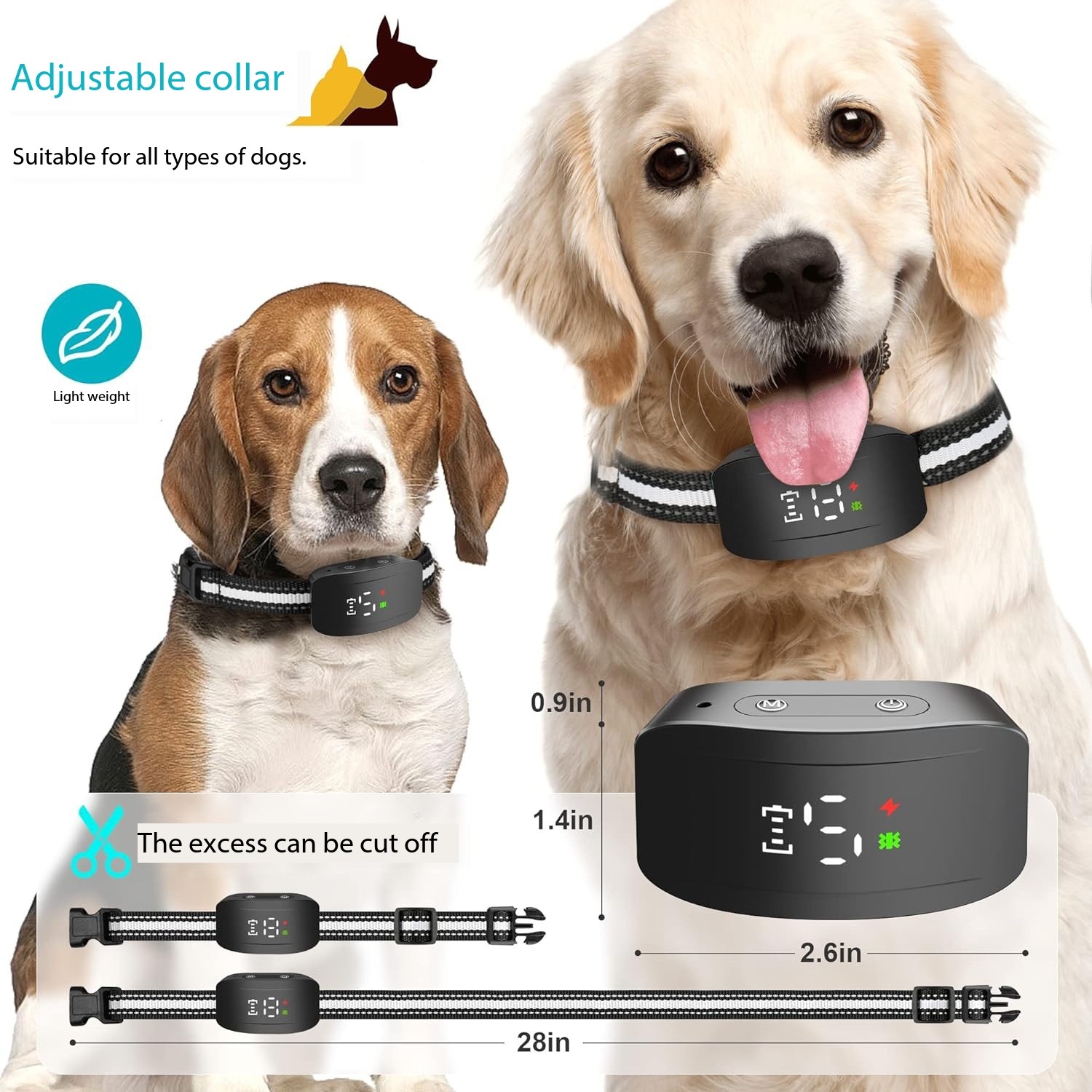 Automatic Intelligent Bark Stopper Anti-Dog Barking Rechargeable Vibration Invisible Fence Dog Collar
