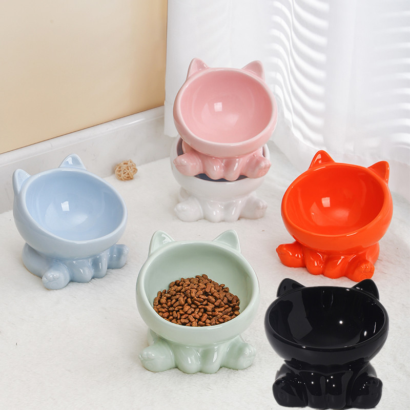 Ceramic Raised Cat Bowls Pet Bowl for Cats and Small Dogs