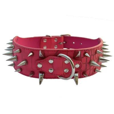 Stylish Rivet Collar for Large Pet Dogs Crocodile Pattern Pointed Diamond Dog Collar 01