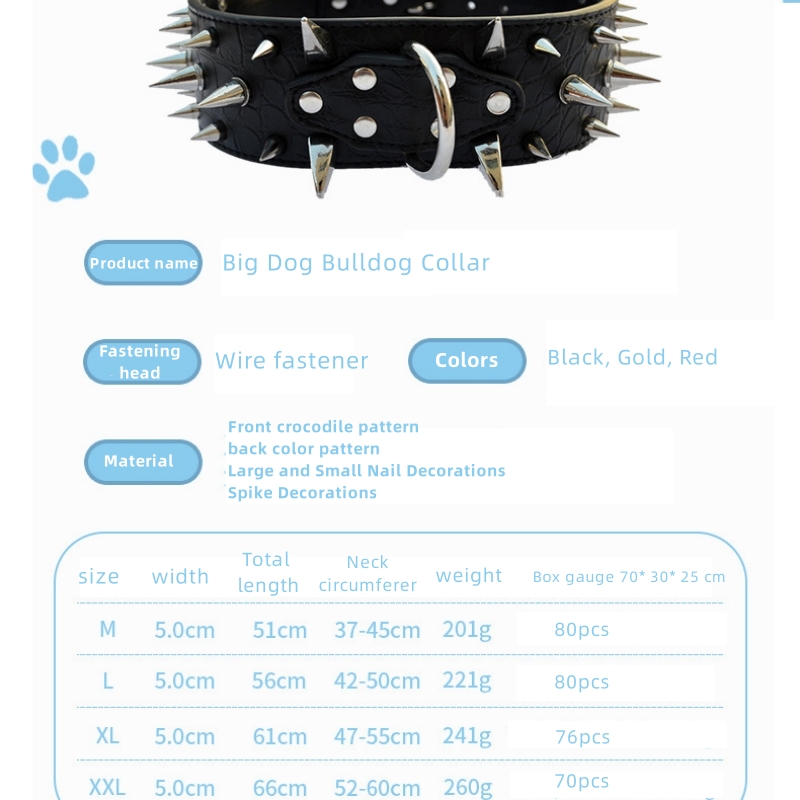 Stylish Rivet Collar for Large Pet Dogs Crocodile Pattern Pointed Diamond Dog Collar