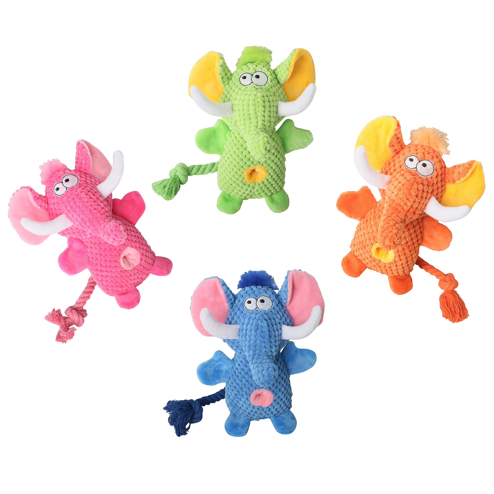 High Quality Sniffing Plush Hidden Food Multi-Color Elephant Shaped Squeaky Dog Chew Toy