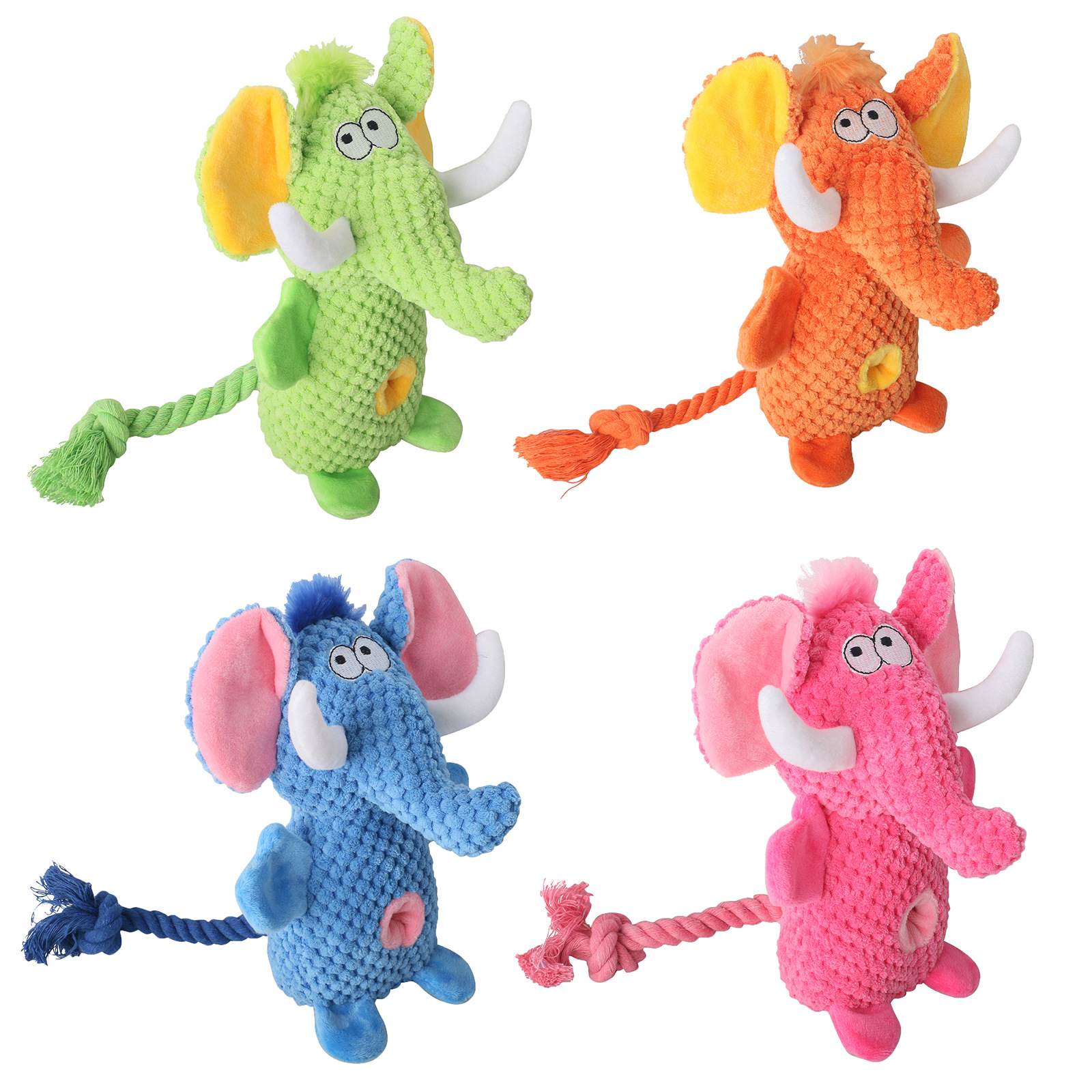 High Quality Sniffing Plush Hidden Food Multi-Color Elephant Shaped Squeaky Dog Chew Toy