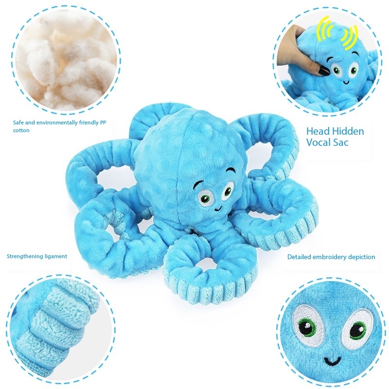 Hot Selling Squeaky Dog Chew Plush Octopus Toy to Relieve Boredom