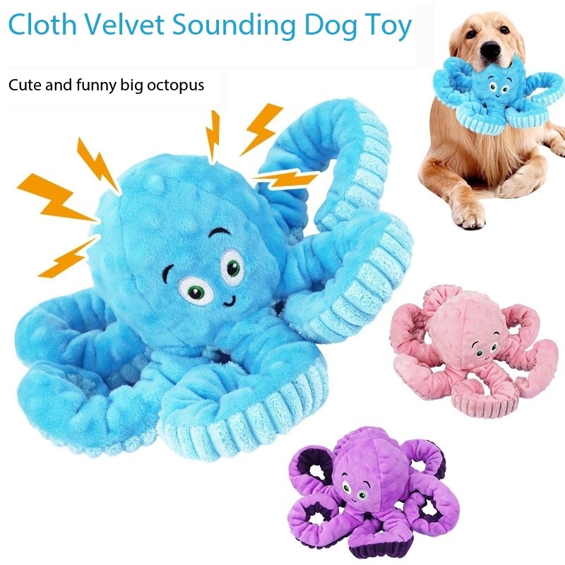 Hot Selling Squeaky Dog Chew Plush Octopus Toy to Relieve Boredom