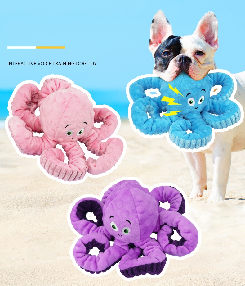 Hot Selling Squeaky Dog Chew Plush Octopus Toy to Relieve Boredom