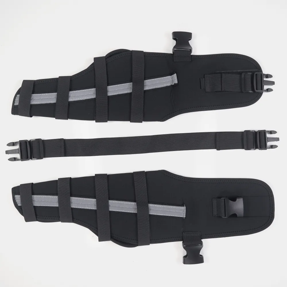 Reflective and Supportive Strips Dog Hind Leg Arthritis Brace Black