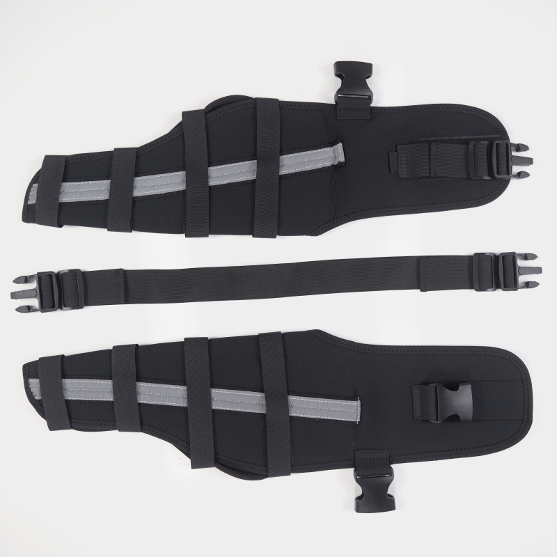 Reflective and Supportive Strips Dog Hind Leg Arthritis Brace Black