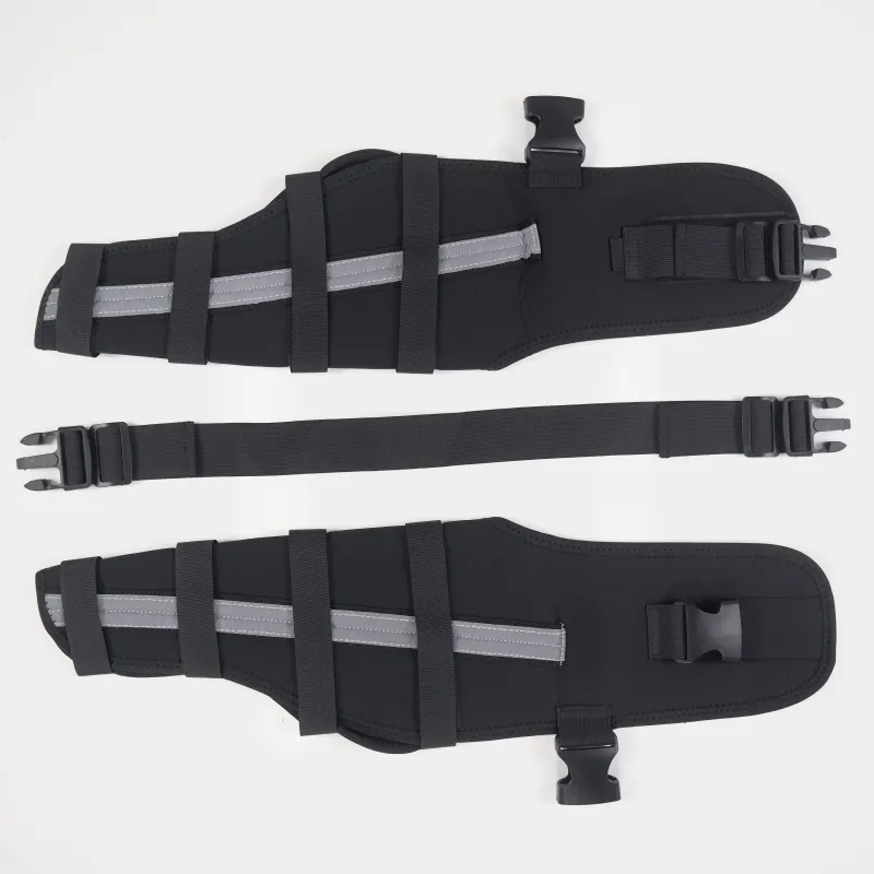 Reflective and Supportive Strips Dog Hind Leg Arthritis Brace Black