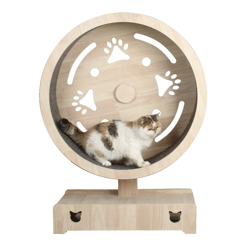 Cat Treadmill Roller Exercise and Play Toy Solid Wood Running Wheel