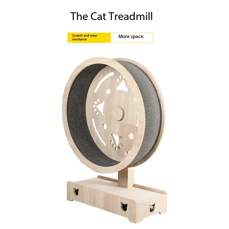 Cat Treadmill Roller Exercise and Play Toy Solid Wood Running Wheel