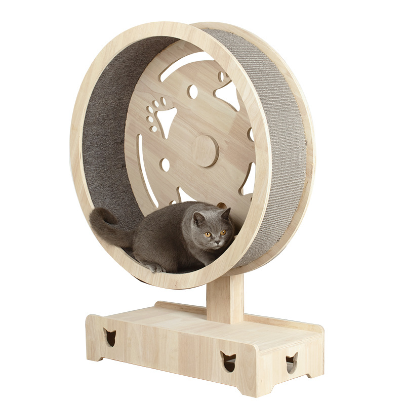 Cat Treadmill Roller Exercise and Play Toy Solid Wood Running Wheel